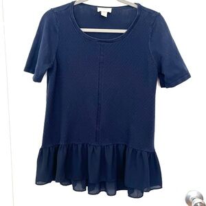 LOFT Deep Blue Peplum Knit Top